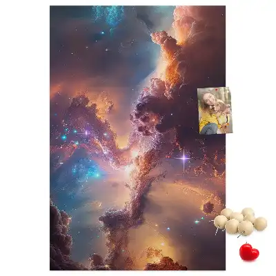 cork pin board with a galaxy print
