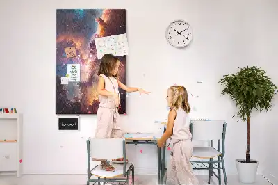 cork pin board with a galaxy print