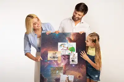 cork pin board with a galaxy print