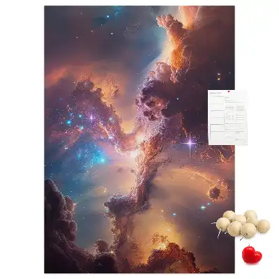 cork pin board with a galaxy print