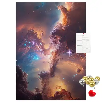 cork pin board with a galaxy print