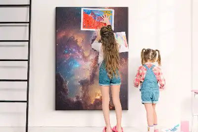 cork pin board with a galaxy print