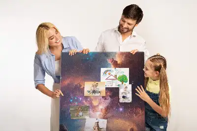cork pin board with a galaxy print