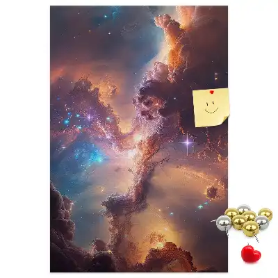 cork pin board with a galaxy print