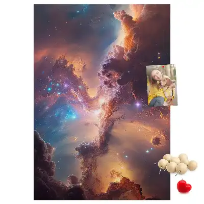 cork pin board with a galaxy print