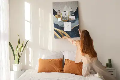 Abstract mountains wall cork memo board