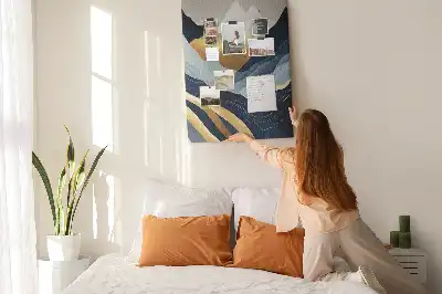 Abstract mountains wall cork memo board