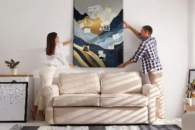 Abstract mountains wall cork memo board