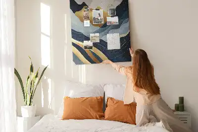 Abstract mountains wall cork memo board