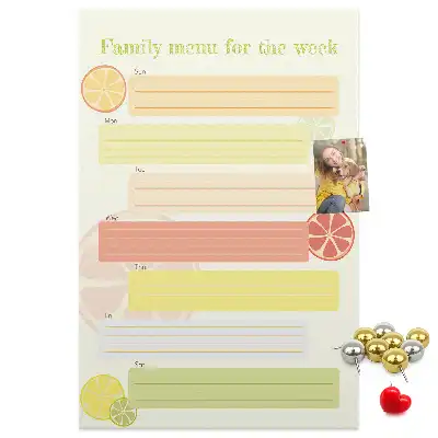 Cork pin board Menu planner