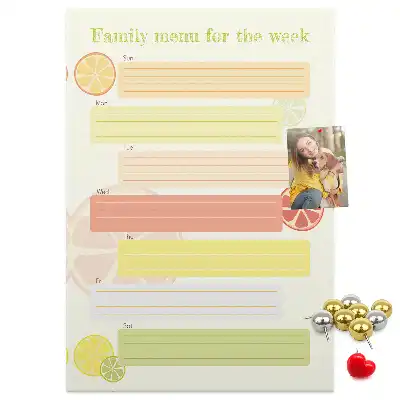 Cork pin board Menu planner