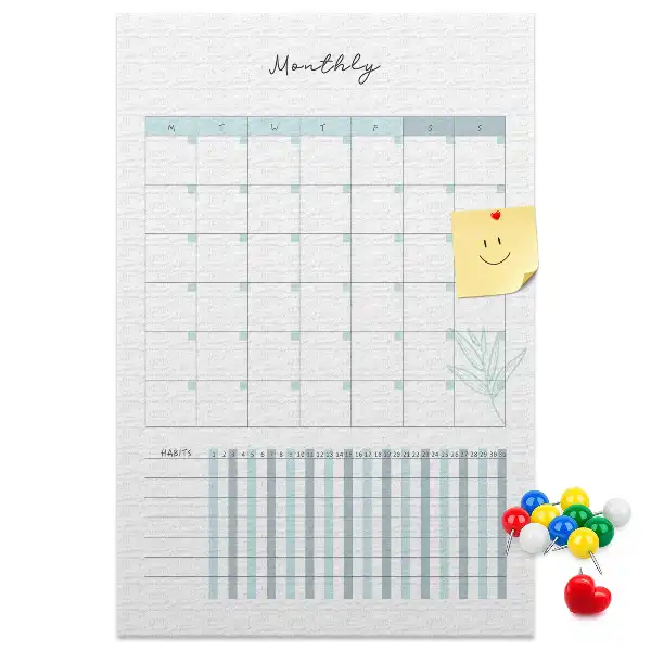 Cork pin board Monthly planner