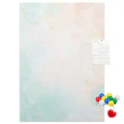 Cork Note Board with Pastel Abstract Design