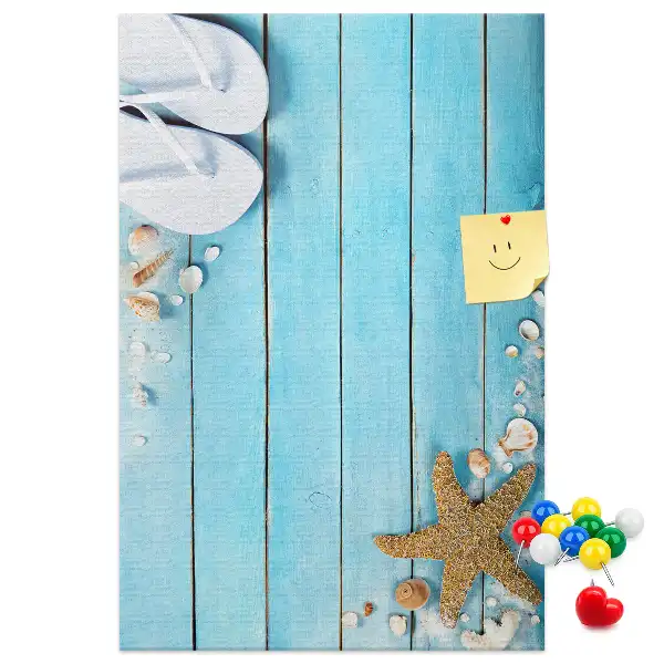 Wall cork memo board Shells on wood
