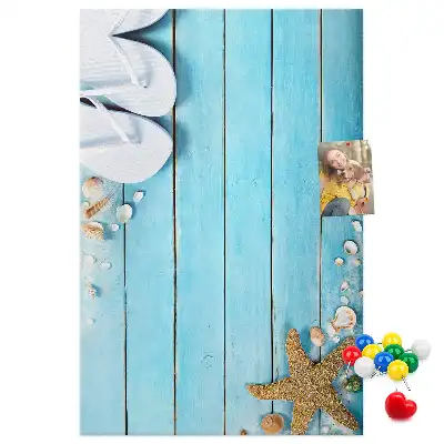 Wall cork memo board Shells on wood