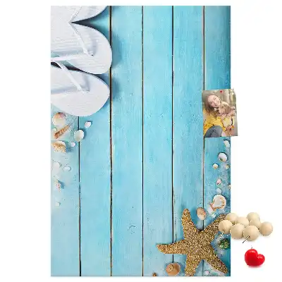 Wall cork memo board Shells on wood