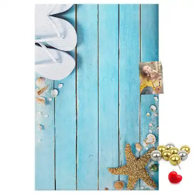 Wall cork memo board Shells on wood