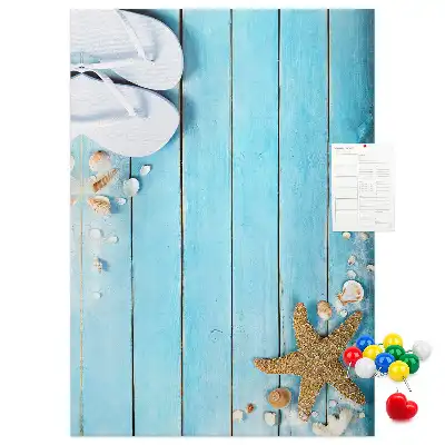 Wall cork memo board Shells on wood