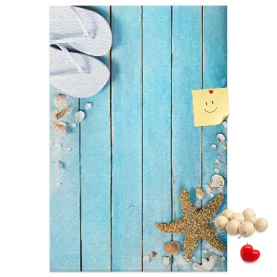 Wall cork memo board Shells on wood