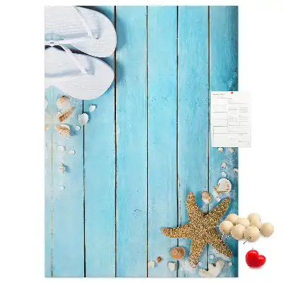 Wall cork memo board Shells on wood