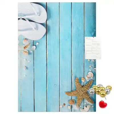 Wall cork memo board Shells on wood