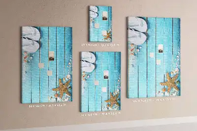 Wall cork memo board Shells on wood