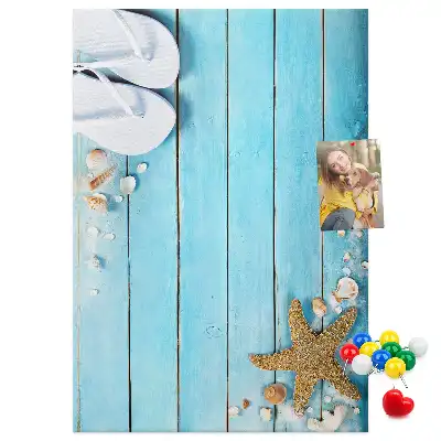 Wall cork memo board Shells on wood
