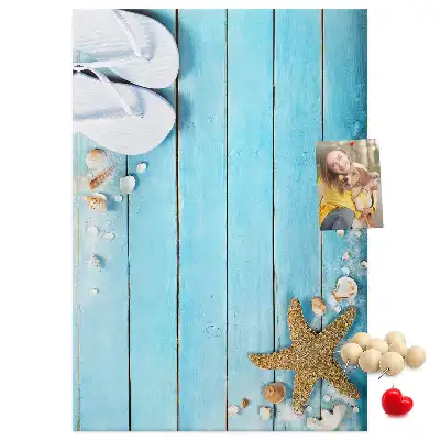 Wall cork memo board Shells on wood