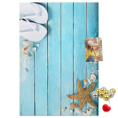 Wall cork memo board Shells on wood