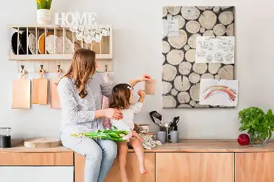 Cork pin board with wooden stumps