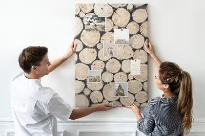 Cork pin board with wooden stumps