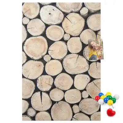 Cork pin board with wooden stumps