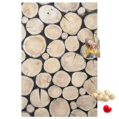 Cork pin board with wooden stumps