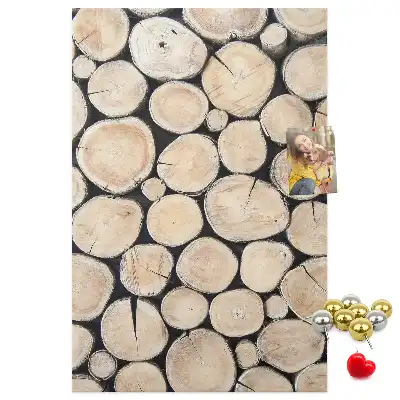 Cork pin board with wooden stumps