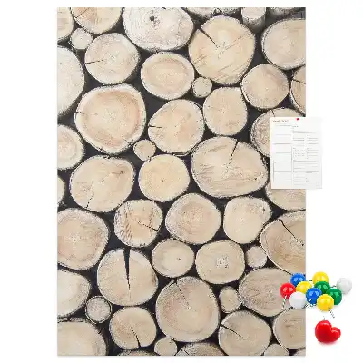 Cork pin board with wooden stumps