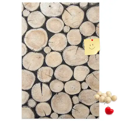 Cork pin board with wooden stumps
