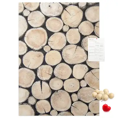 Cork pin board with wooden stumps
