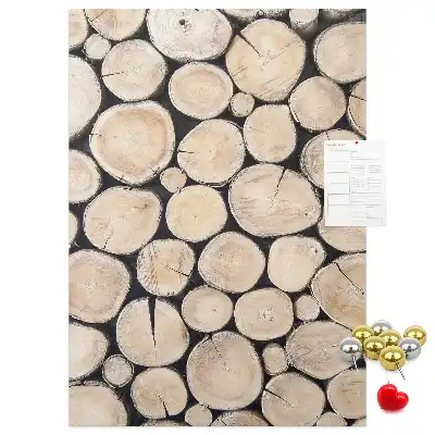 Cork pin board with wooden stumps