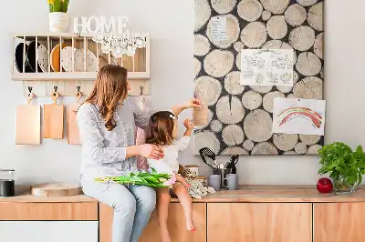 Cork pin board with wooden stumps