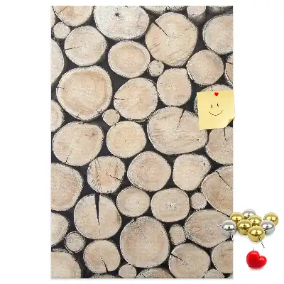 Cork pin board with wooden stumps