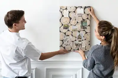 Cork pin board with wooden stumps