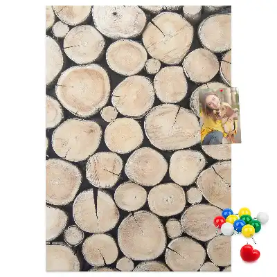 Cork pin board with wooden stumps
