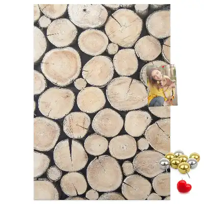 Cork pin board with wooden stumps