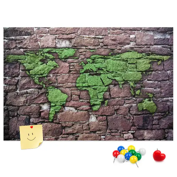 World Map Cork Memo Board