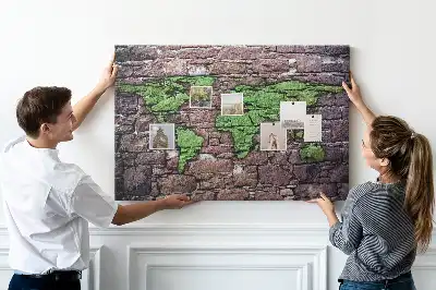 World Map Cork Memo Board