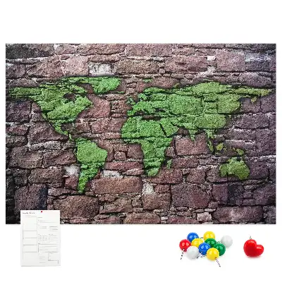World Map Cork Memo Board