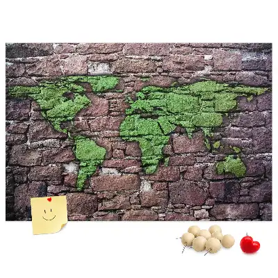 World Map Cork Memo Board