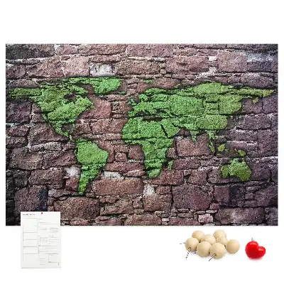World Map Cork Memo Board