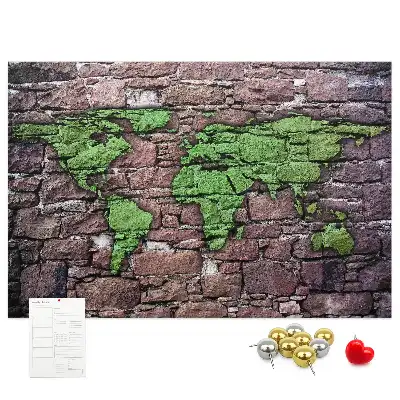 World Map Cork Memo Board