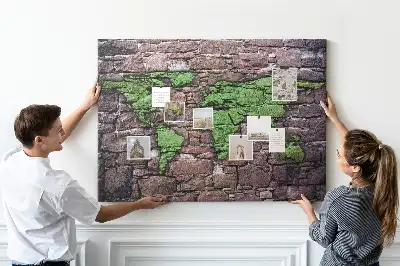 World Map Cork Memo Board